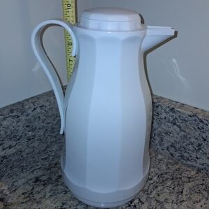 Vintage Carafe~Pitcher~White Plastic~Coffee~Tea~Insulated Thermos~1980s